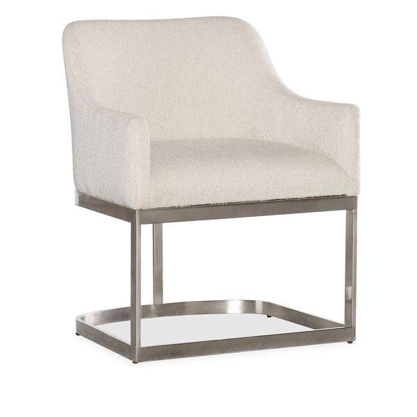 Modern Mood Brushed Pewter Upholstered Arm Chair with Metal Base, image 1