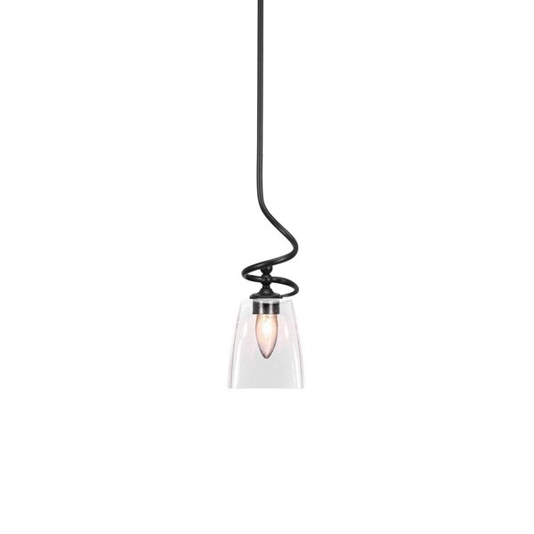 Capri Matte Black One-Light Hang Straight Swivel Mini Pendant with Five-Inch Clear Bubble Glass, image 1