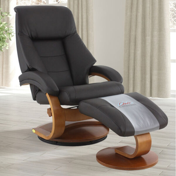 Selby Walnut Espresso Top Grain Leather Manual Recliner with Ottoman, image 1