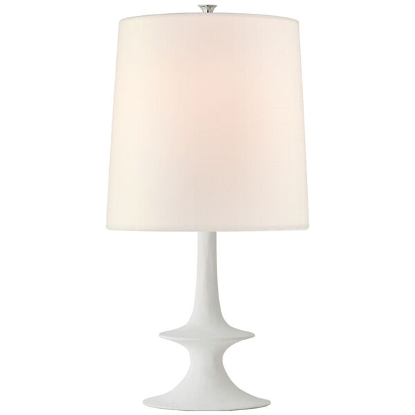 Lakmos Medium Table Lamp in Plaster White with Linen Shade by AERIN, image 1