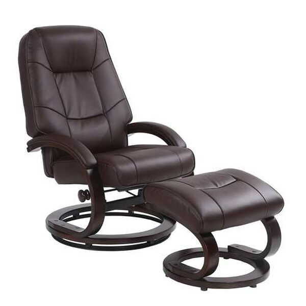 Sundsvall Brown and Chocolate Air Leather Recliner with Ottoman, Set of 2, image 1