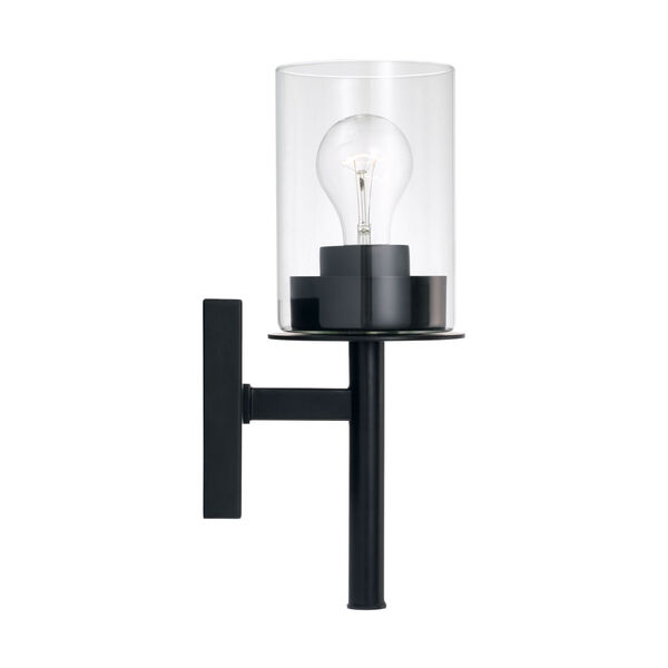 HomePlace Mason Matte Black One-Light Sconce with Clear Glass, image 5