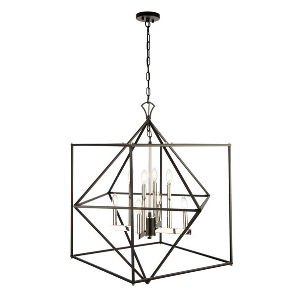 Roxton Matte Black and Polished Nickel Eight-Light Chandelier, image 3