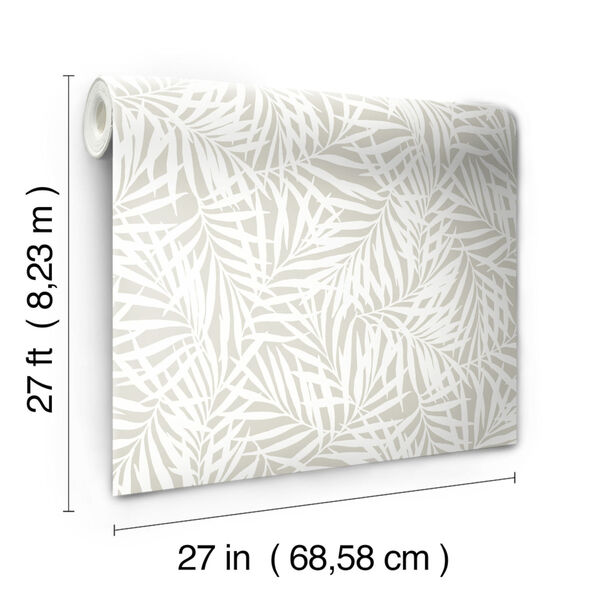 Waters Edge Cream Off White Oahu Fronds Pre Pasted Wallpaper, image 5