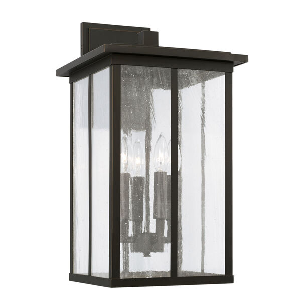 Barrett Oiled Bronze Four-Light Outdoor Wall Lantern with Antiqued Glass, image 1