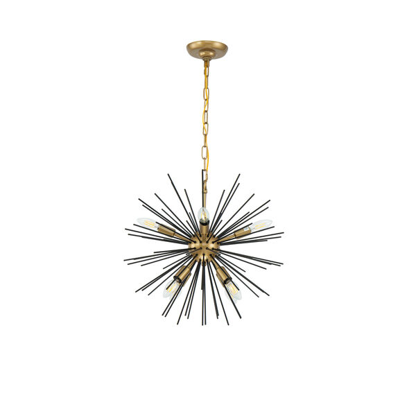 Timber Brass and Black 20-Inch Eight-Light Pendant, image 5