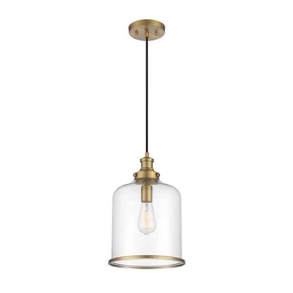 Lowry Natural Brass 10-Inch One-Light Pendant with Clear Glass, image 3