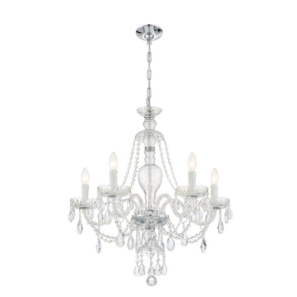 Candace Polished Chrome  25-Inch Five-Light Hand Cut Crystal Chandelier, image 2