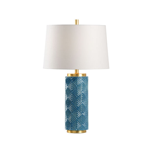 Off White and Blue One-Light 6-Inch Mountain Pine Lamp, image 5