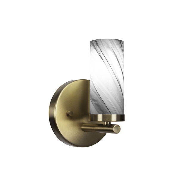 Trinity New Age Brass One-Light Wall Sconce with Onyx Swirl Glass, image 1