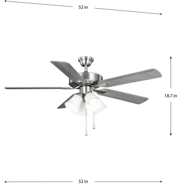 AirPro Builder Brushed Nickel 52-Inch Four-Light LED Ceiling Fan with Frosted Glass Light Kit, image 6