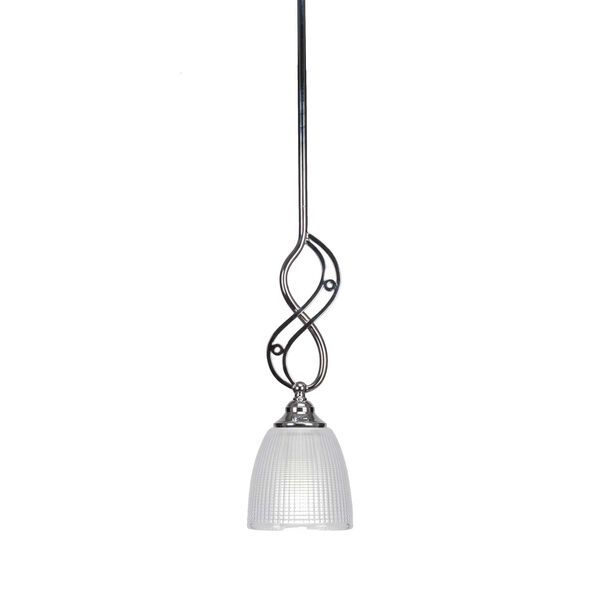 Jazz Chrome One-Light Mini Pendant with Five-Inch Clear Ribbed Glass, image 1