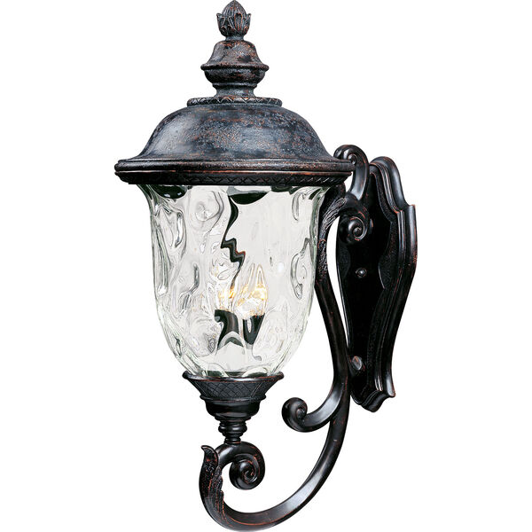 Carriage House Oriental Bronze Three-Light Outdoor Wall Mount with Water Glass, image 1
