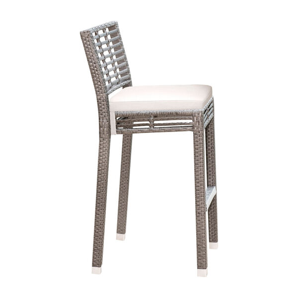 Intech Grey Stackable Outdoor Barstool with Sunbrella Air Blue cushion, image 1