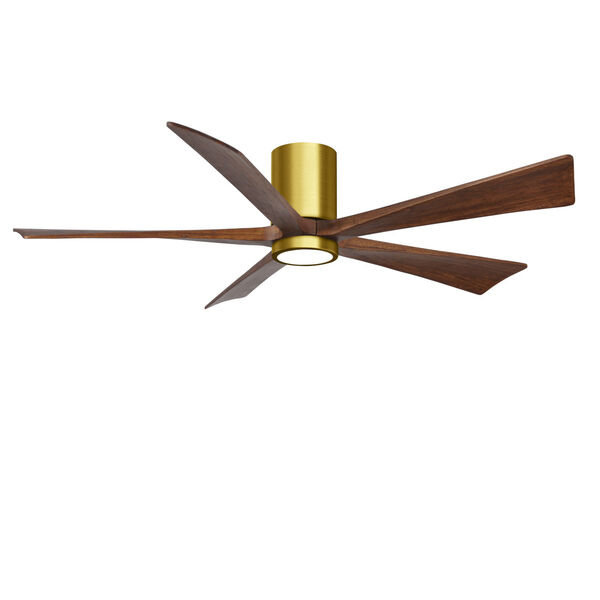 Irene-5HLK Brushed Brass 60-Inch Ceiling Fan with LED Light Kit and Walnut Tone Blades, image 1