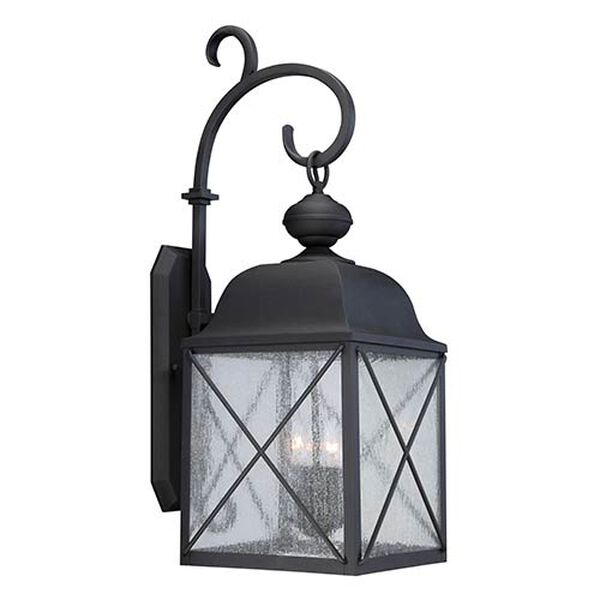 Wingate Textured Black One-Light 12-Inch Wide Outdoor Wall Sconce with Clear Seeded Glass, image 1