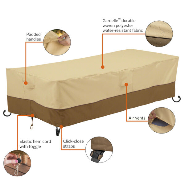 Ash Beige and Brown 60-Inch Rectangular Fire Pit Table Cover, image 2