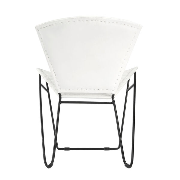 Felix White and Black Iron and Leather Accent Chair, image 4