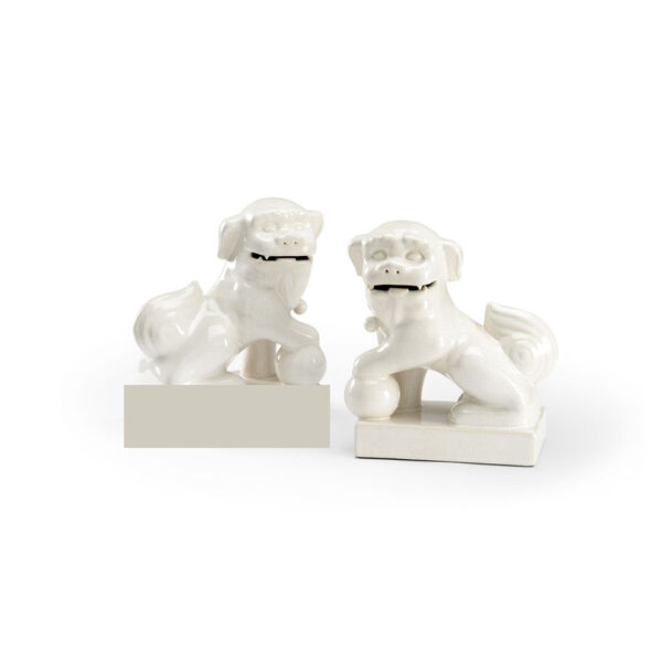 Antique White Dogs with Ball Figurine, image 1