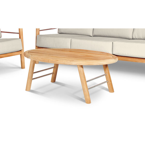 Aalto Natural Teak Deep Seating Four-Piece Outdoor Sofa Set with Sunbrella Cushion, image 3