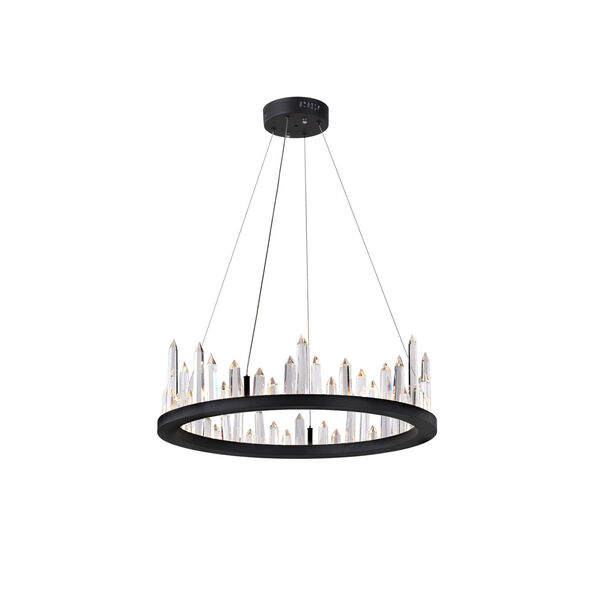 Juliette Black Integrated LED 24-Inch Chandelier with K9 Clear Crystal, image 1