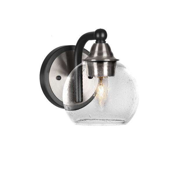 Paramount Matte Black and Brushed Nickel One-Light Wall Sconce with Clear Bubble Glass, image 1