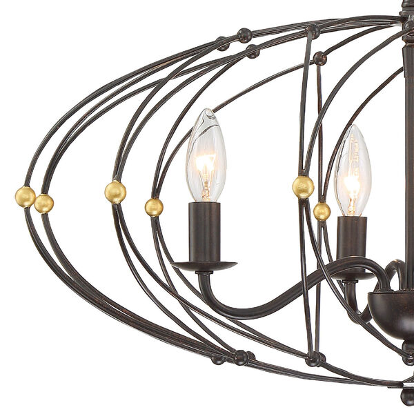 Zucca English Bronze and Antique Gold 25-Inch Four-Light Chandelier, image 3