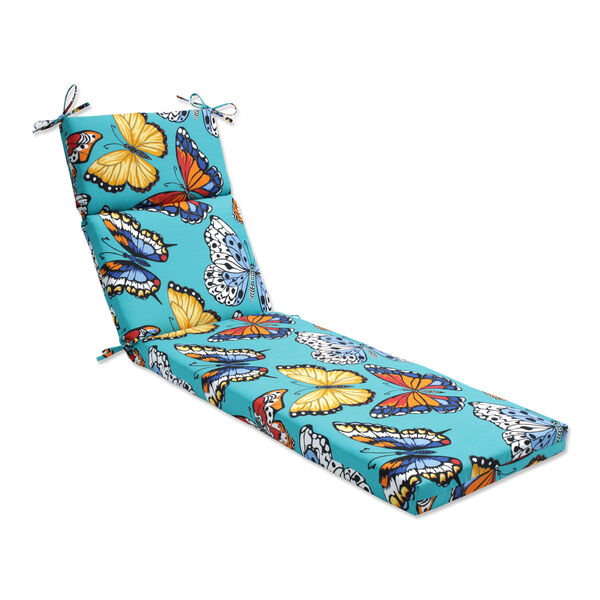 Butterfly Garden Turquoise 21-Inch Chaise Lounge Cushion, image 1