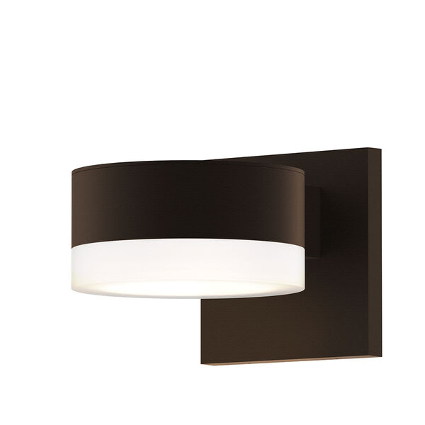 Inside-Out REALS Textured Bronze Up Down LED Wall Sconce with Cylinder Lens and Plate Cap with Frosted White Lens, image 1