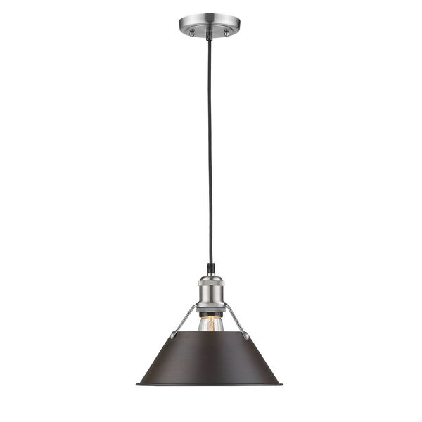 Orwell Pewter 10-Inch One-Light Mini Pendant with Rubbed Bronze Shade, image 1