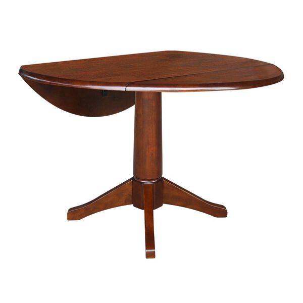 Espresso 30-Inch Round Dual Drop Leaf Pedestal Dining Table, image 3