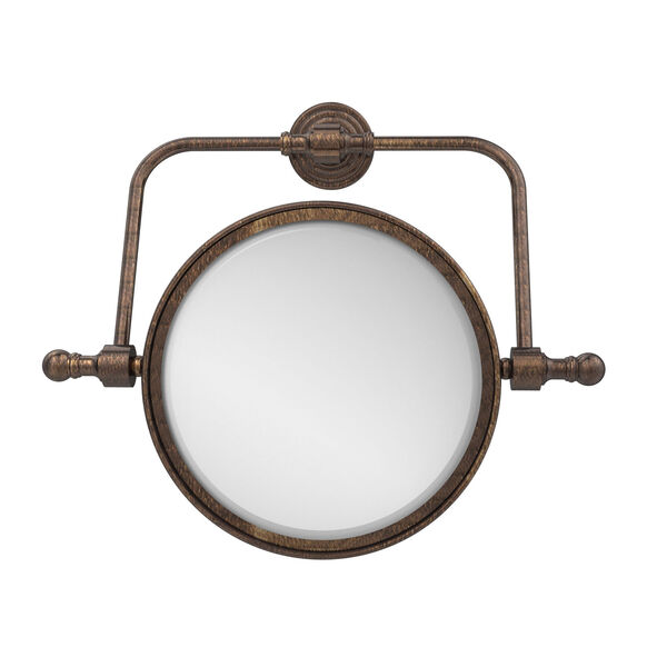 Retro Wave Collection Wall Mounted Swivel Make-Up Mirror 8 Inch Diameter with 2X Magnification, Venetian Bronze, image 1