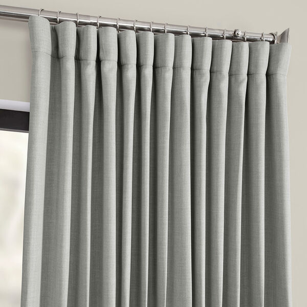 Heather Grey Faux Linen Extra Wide Blackout Curtain Single Panel, image 2