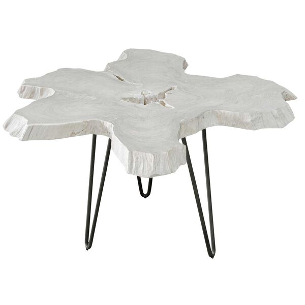 Trillium White and Black Bleached Teak Coffee Table, image 3