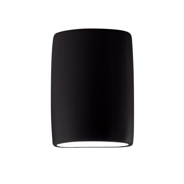 Ambiance Carbon Matte Black ADA LED Outdoor Ceramic Wide Cylinder Wall Sconce, image 1