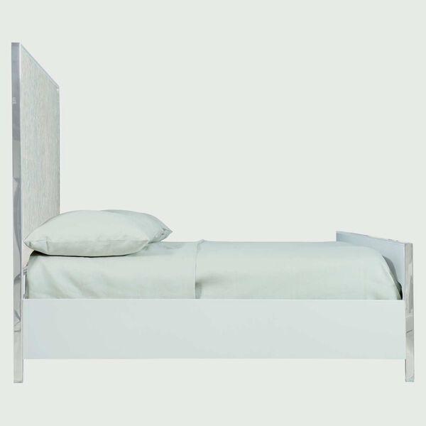 Helios Pure White and Polished Stainless Steel Capiz Shell King Bed, image 3