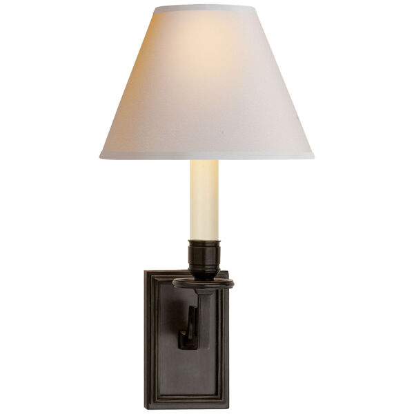 Dean Library Sconce in Gun Metal with Natural Paper Shade by Alexa Hampton, image 1