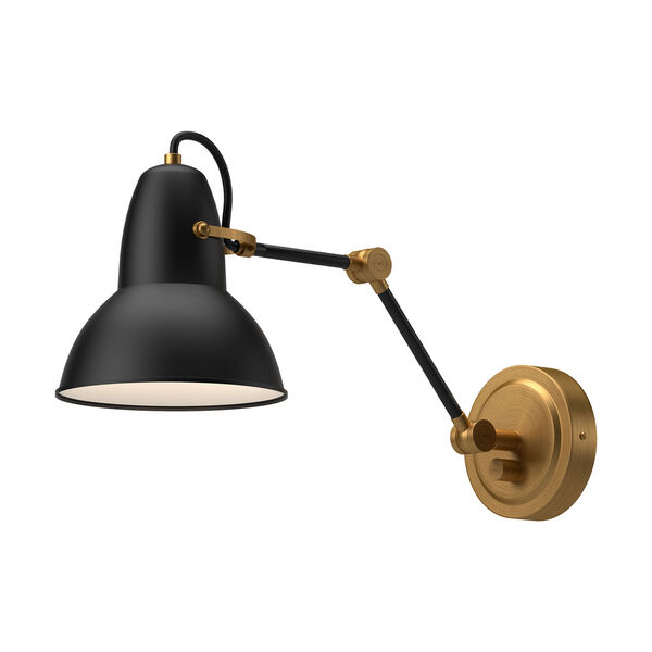 Felix Matte Black and Aged Gold One-Light Convertible Swing Arm Wall Sconce, image 1