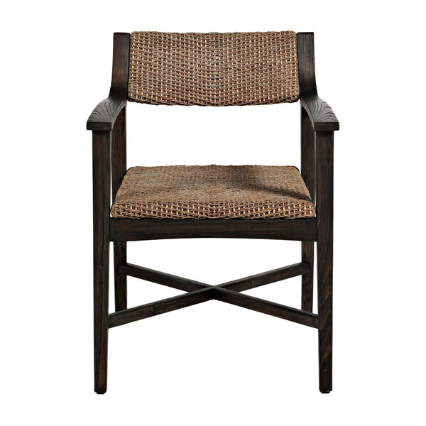 Richard Dark Brown and Natural Seagrass 32-Inch Arm Chair, image 1