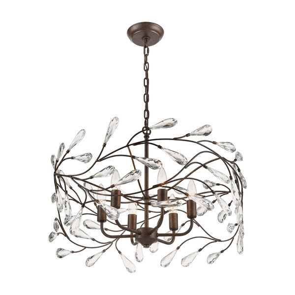 Crislett Sunglow Bronze Six-Light 23-Inch Pendant With Clear Crystal, image 2
