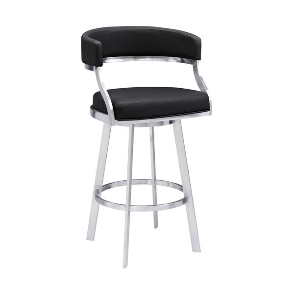 Saturn Black and Stainless Steel 26-Inch Counter Stool, image 1
