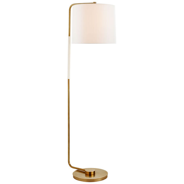 Swing Articulating Floor Lamp in Soft Brass with Linen Shade by Barbara Barry, image 1