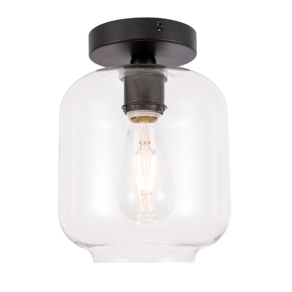 Collier Black Seven-Inch One-Light Flush Mount with Clear Glass, image 4