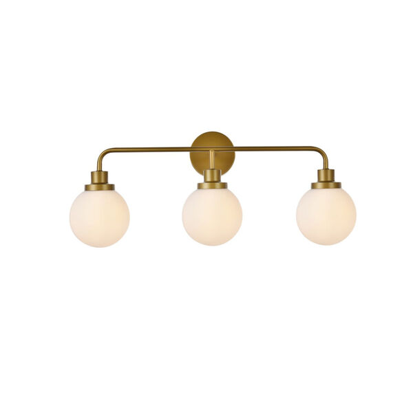 Hanson Brass and Frosted Shade Three-Light Bath Vanity, image 1