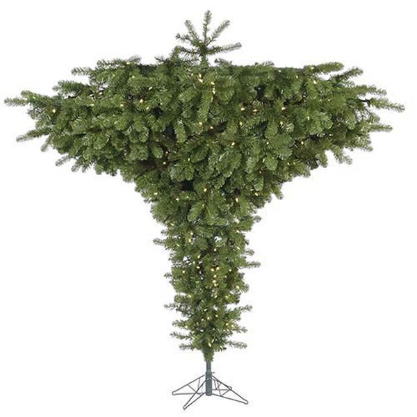 Green Upside Down 7.5-Foot x 95-Inch Unique Tree with 650 Warm White LED Lights, image 1