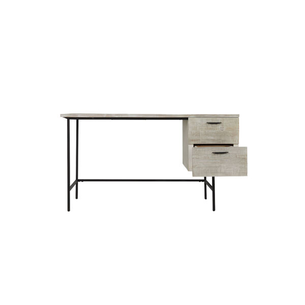 Avery Ash White and Textured Black Industrial Two Drawer Desk, image 4