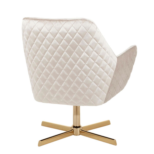 Diana Gold and Champaign Arm Accent Chair with 360 Degree Swivel, image 3
