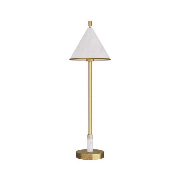 Wylie Matte Swirl Glass Antique Brass White Alabaster One-Light Table Lamp, image 3