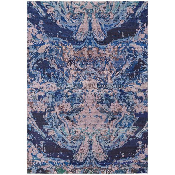 Mathis Casual Abstract Blue Pink Tan Area Rug, image 1