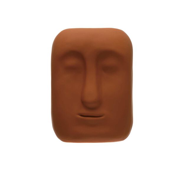Red Stoneware Planter with face, image 1